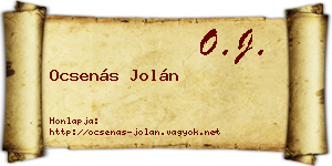 Ocsenás Jolán névjegykártya