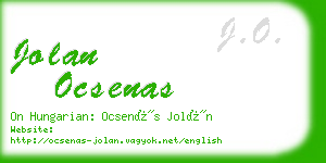 jolan ocsenas business card